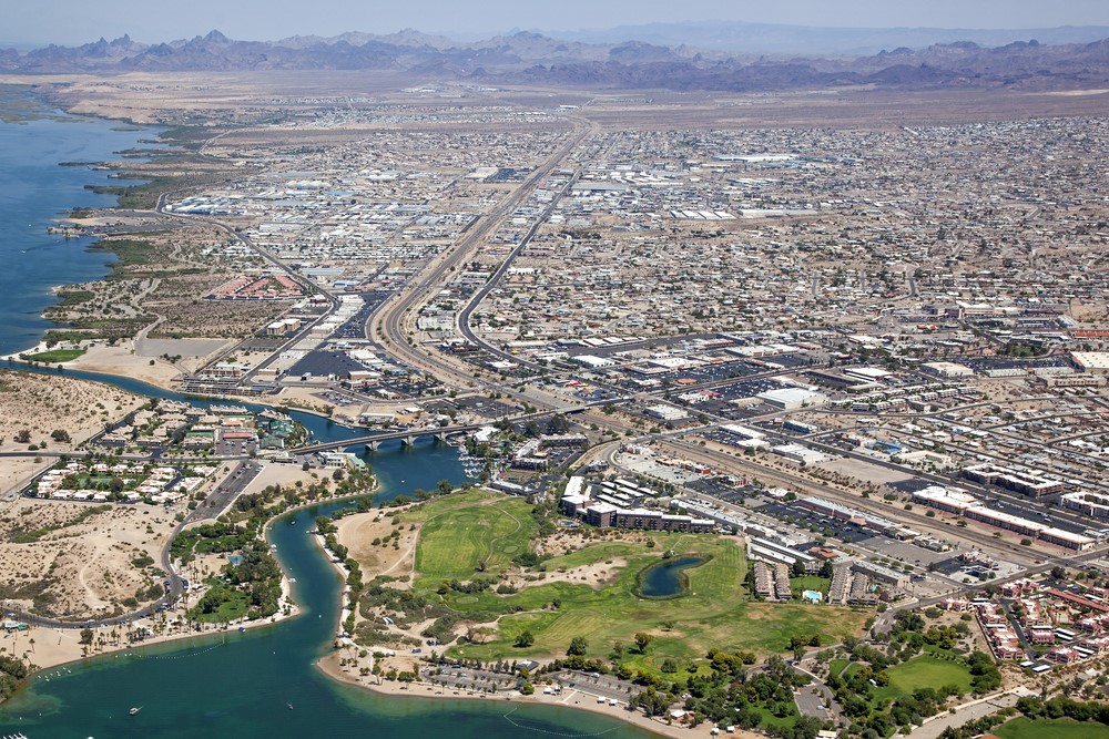 Aerial view of neighborhoods in Lake Havasu