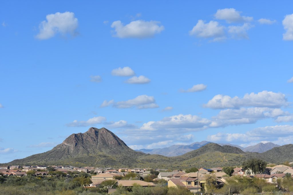 Beautiful shot of the Gavilan Peak mountain view north of Phoenix in New River, Arizona